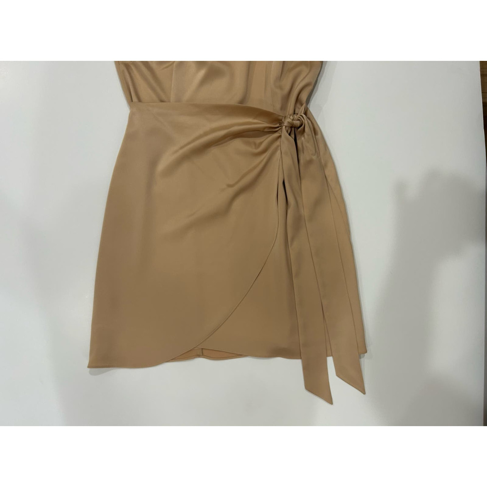 Gianni Bini One Shoulder Beige Spaghetti Strap Tie Waist Wrap Dress Sz 10 - Picture 6 of 8